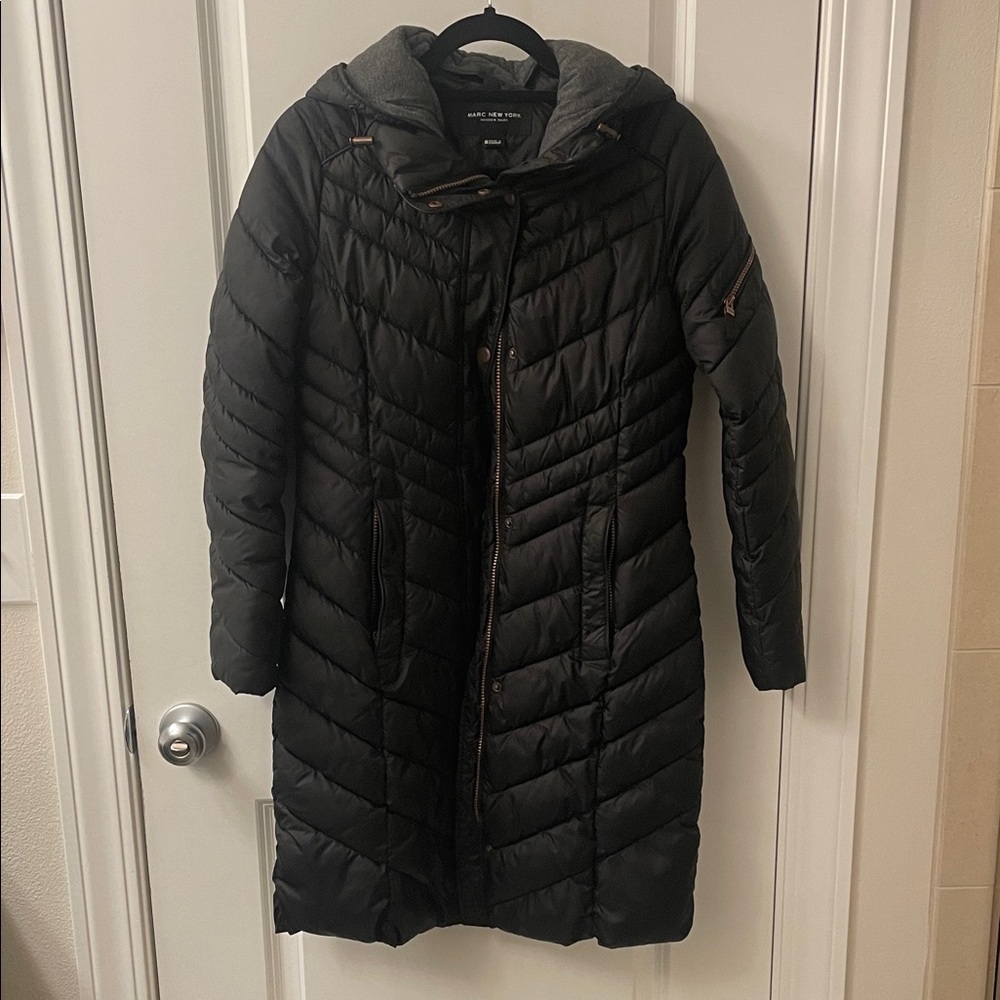 Marc New York Black Hooded Puffer Coat